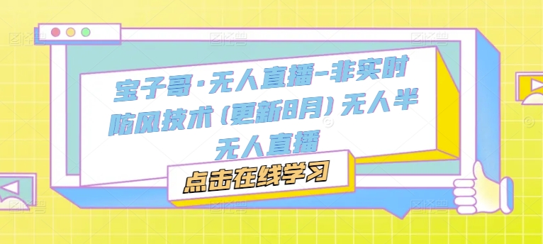 宝子哥·无人直播-非实时防风技术(更新25年6月)无人半无人直播-柚子资源网