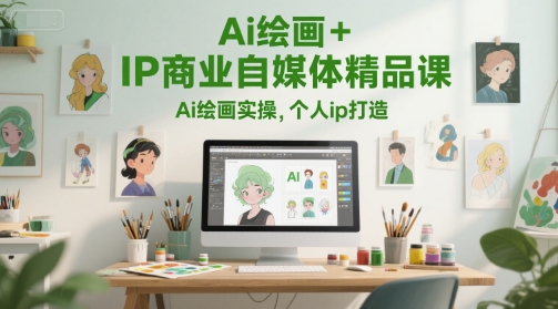 Ai绘画+IP商业自媒体精品课，Ai绘画实操，个人ip打造-柚子资源网