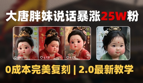 AI大唐胖贵妃说话2.0，40条视频暴涨40w粉，附独家变现攻略-柚子资源网