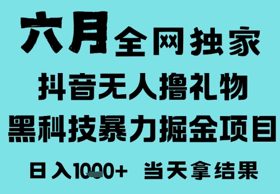 25年6月高爆抖音无人直播最新撸音浪掘金项目，门槛低小白可做，无脑日入1k，可矩阵放大【揭秘】-柚子资源网