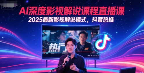 AI深度影视解说课程直播课，2025最新影视解说模式，抖音热推-柚子资源网