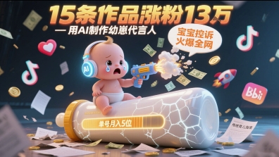用AI制作幼崽代言人，宝宝的控诉火爆全网，15条作品涨粉13W，单号月入5位数实操教程-柚子资源网