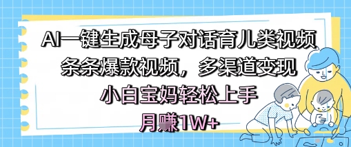 AI一键生成母子对话育儿类视频，条条爆款视频，多渠道变现，小白宝妈轻松上手，月入1W+-柚子资源网