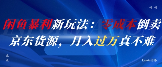 闲鱼暴利新玩法：零成本倒卖京东货源，月入过1W真不难-柚子资源网