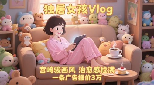 单个账号涨粉71W！用AI制作独居女孩Vlog，宫崎骏画风，治愈感拉满，一条广告报价3W-柚子资源网