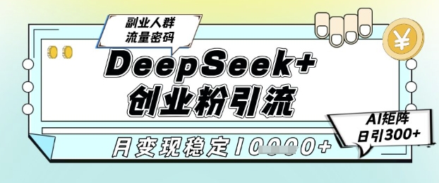 DeepSeek+创业粉精准引流，全新分享课4.0玩法，AI矩阵日引300+，多种变现方式，稳定月入1W-柚子资源网