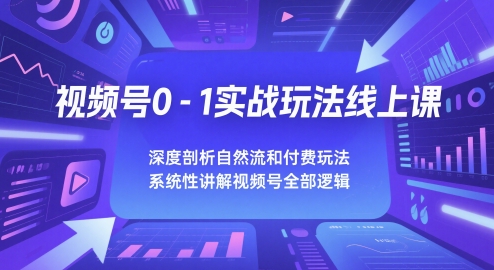 视频号0-1实战玩法线上课，深度剖析自然流和付费玩法，统性讲解视频号全部逻辑-柚子资源网