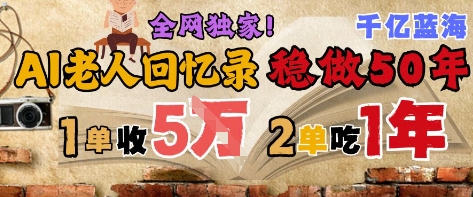 AI帮老人写回忆录，可以稳做50年的蓝海赛道，一单收2-3W，2单吃一年，长久可持续-柚子资源网