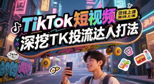 TikTok短视频带货线上课，深挖TK投流达人打法-柚子资源网