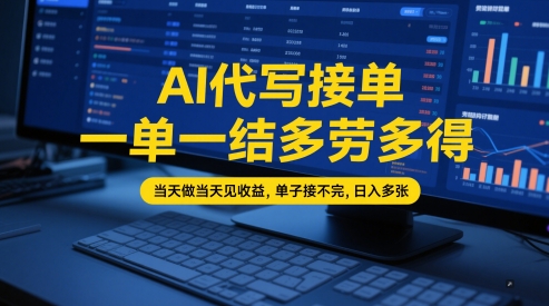 AI代写接单，一单一结多劳多得，当天做当天见收益，单子接不完，日入多张【全网最全实操课程】-柚子资源网