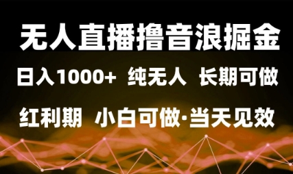 无人直播撸音浪掘金，日入1k+，纯无人红利期，小白可做，当天见效【揭秘】-柚子资源网