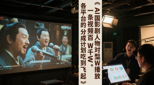 AI三国影视剧人物对口型唱歌玩法，一条视频百W千W播放，各平台的分成计划吃到飞起-柚子资源网