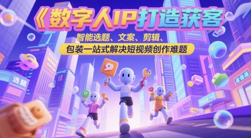 数字人IP打造获客变现实操课，智能选题、文案、剪辑、包装一站式解决短视频创作难题-柚子资源网