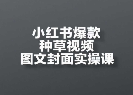 小红书爆款种草视频图文封面实操课，​开店、选品、引流、变现全流程-柚子资源网