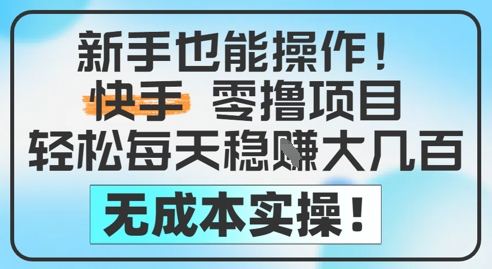 新手也能操作，快手零撸挣米，轻松每天挣2-5张，完全无成本-柚子资源网