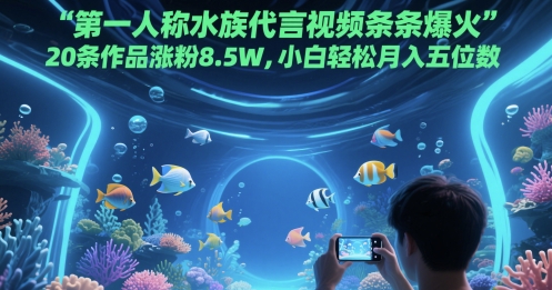 第一人称水族代言视频条条爆火，20条作品涨粉8.5W，小白轻松月入五位数-柚子资源网
