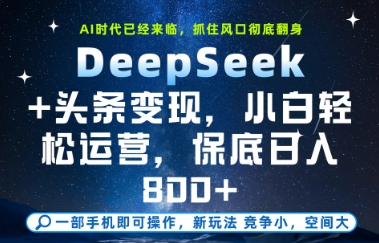 DeepSeek+头条变现，保姆级教学，小白轻松上手，日入8张+【揭秘】-柚子资源网