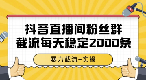 抖音直播间粉丝群暴力截流，一台电脑每天稳定2000条数据，暴力截流+实操【揭秘】-柚子资源网