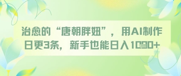 治愈的“唐朝胖妞”，用AI制作日更3条，新手也能日入多张-柚子资源网