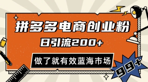拼多多引流电商创业粉，日引200+，可矩阵放大，做了就有效【揭秘】-柚子资源网