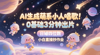 AI生成萌系小人唱歌，0基础3分钟出片，28个作品涨粉8.9W，单条最高19W赞，日入四位数，小白直接抄作业-柚子资源网