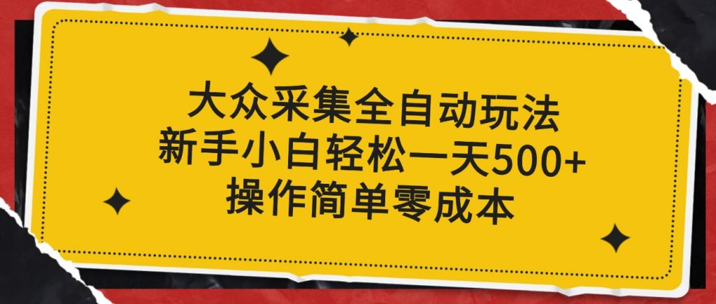 大众采集全自动玩法，新手小白轻松一天500+，操作简单零成本-柚子资源网