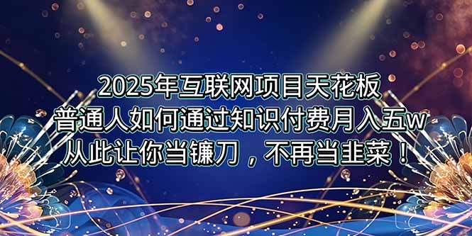 2025年互联网项目天花板，普通人如何通过卖项目实现逆风翻盘，月入5W＋！-柚子资源网