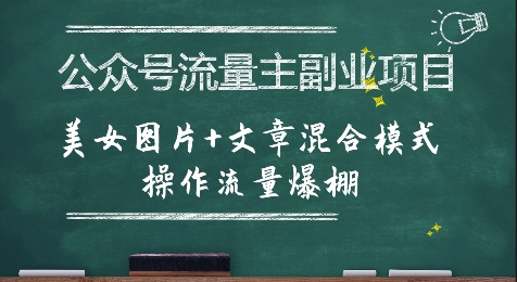 公众号流量主副业项目，美女图片+文章混合模式操作流量爆棚-柚子资源网