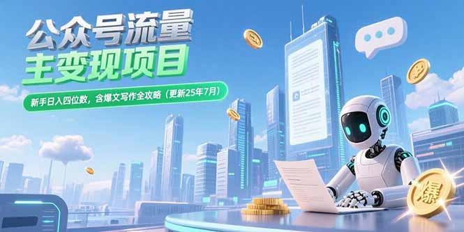 公众号流量主变现项目，新手日入四位数，含爆文写作全攻略(更新25年7月-柚子资源网