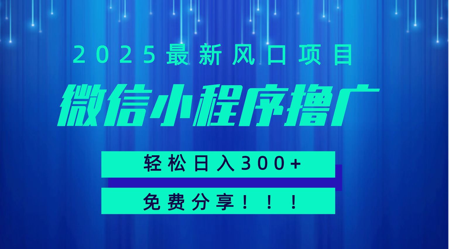 微信小程序撸广，最新风口项目，日入300+免费分享可批量操作小白可轻松上手！！-柚子资源网