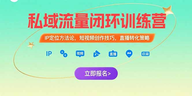 私域流量闭环训练营：IP定位方法论，短视频创作技巧，直播转化策略-柚子资源网