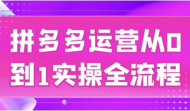 拼多多运营从0到1实操全流程-柚子资源网