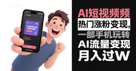 AI短视频热门涨粉变现，一部手机玩转AI流量变现，月入过W-柚子资源网