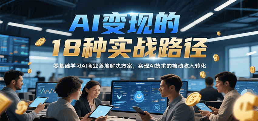 AI变现的18种实战路径，零基础学习AI商业落地解决方案，实现AI技术的被动收入转化-柚子资源网