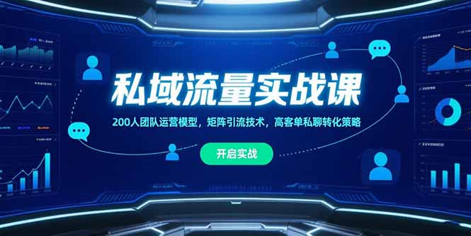 私域流量实战课，200人团队运营模型，矩阵引流技术，高客单私聊转化策略-柚子资源网