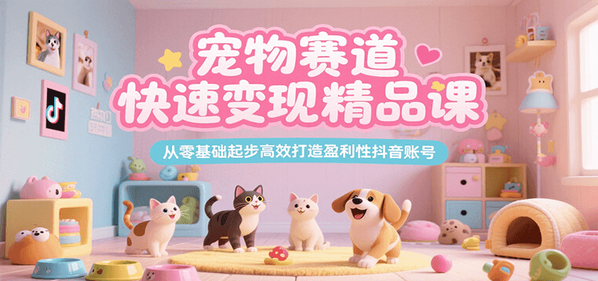 宠物赛道快速变现精品课，从零基础起步高效打造盈利性抖音账号-柚子资源网
