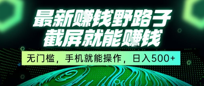 最新野路子截屏就能挣钱，无门槛，手机就能操作，日入5张【揭秘】-柚子资源网