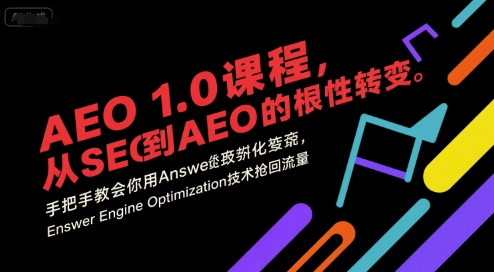AEO1.0课程，从SEO到AE0的基命性转变，手把手教会你用AnswerEngineOptimization技术抢回流量-柚子资源网