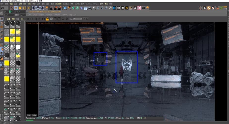 C4D+OC赛博朋克影视大场景综合实战–带工程文件-柚子资源网