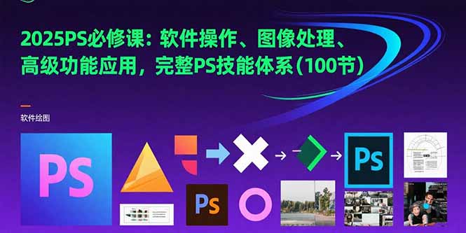 2025PS必修课：软件操作、图像处理、高级功能应用，完整PS技能体系(100节-柚子资源网