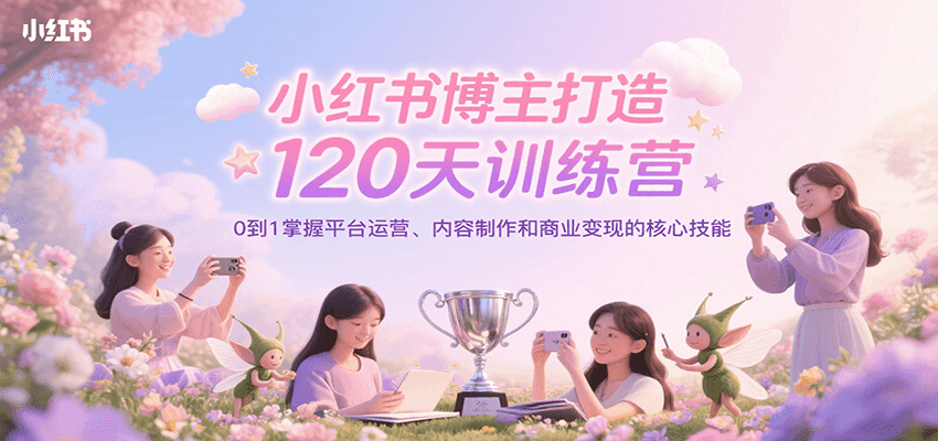 小红书博主打造120天训练营，0到1掌握平台运营、内容制作和商业变现-柚子资源网
