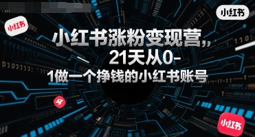 小红书涨粉变现营，21天从0-1做一个挣钱的小红书账号-柚子资源网