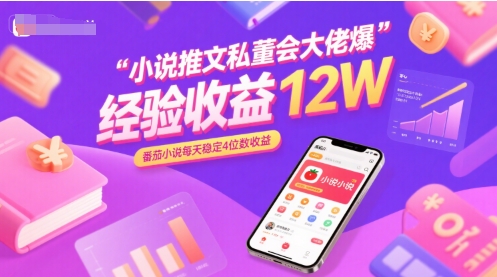 小说推文私董会大佬爆单经验分享收益12W，番茄小说每天稳定4位数收益-柚子资源网