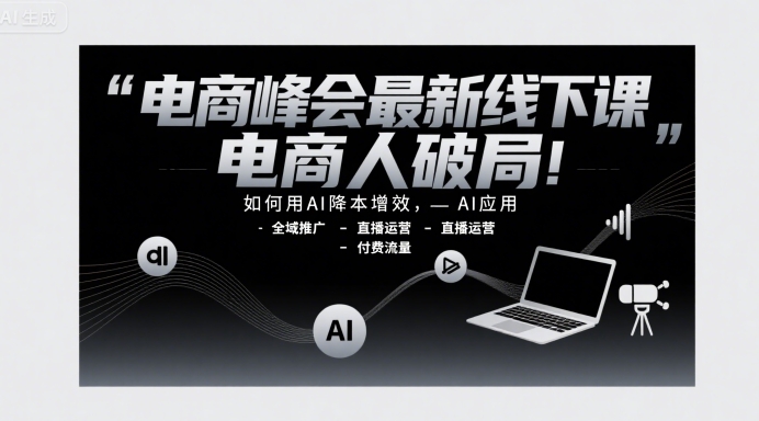电商峰会最新线下课，电商人破局，如何用AI降本增效，AI应用-全域推广-直播运营-付费流量-柚子资源网