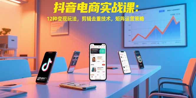 抖音电商实战课：12种变现玩法，剪辑去重技术，矩阵运营策略-柚子资源网
