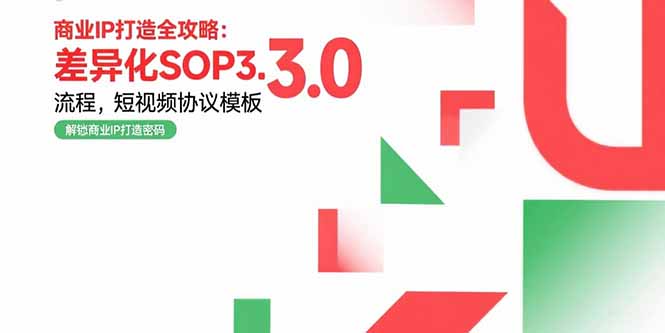 商业IP打造全攻略：差异化SOP3.0流程，短视频协议模板，婚恋项目实战案例-柚子资源网