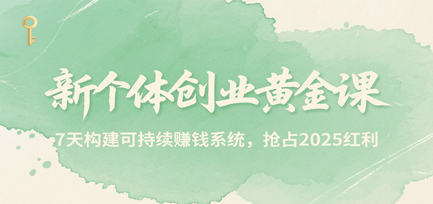 新个体创业黄金课，7天构建可持续赚钱系统，抢占2025红利-柚子资源网