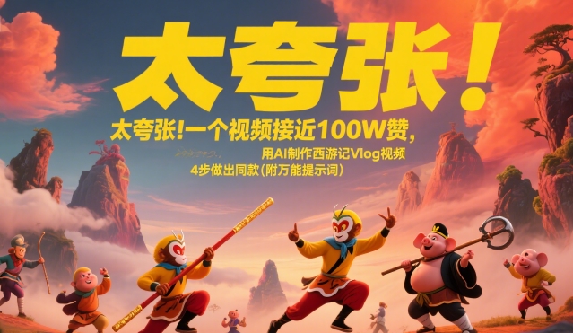 太夸张！一个视频接近100W赞，用AI制作西游记Vlog视频，全流程拆解来了(附万能提示词)-柚子资源网