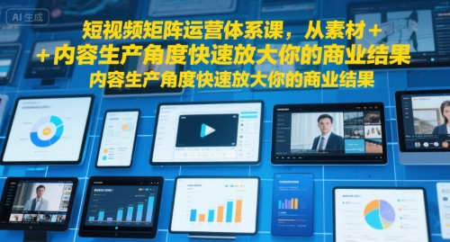 短视频矩阵运营体系课，从素材+内容生产角度快速放大你的商业结果-柚子资源网