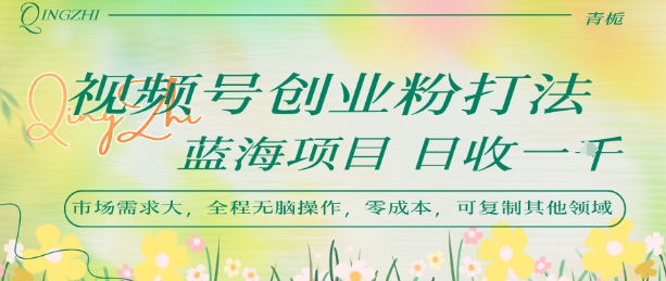 视频号创业粉打法，日入1k，蓝海项目，市场需求大，全程无脑操作，可复制-柚子资源网